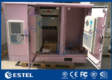 IP55 Triple Bay Rack Zewnętrzna obudowa telekomunikacyjna / różowy kolor Trzydrzwiowa szafka chłodząca klimatyzatora