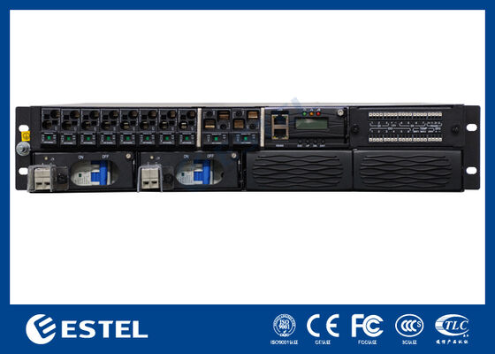 ET48100-P5E22 System dystrybucji prądu stałego zamontowany na regałach dla sieci telekomunikacyjnych z 8 wyjściami zasilaczy 2 wejściami baterii i zintegrowanym monitorowaniem