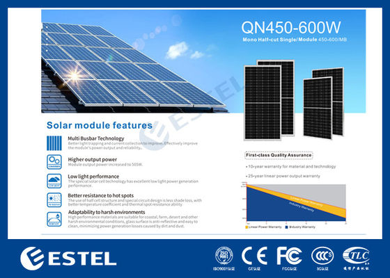Wysokiej Mocy Monokrystaliczny Pół-cięty Moduł Pojedynczy 450W do 600W Panel Słoneczny dla Systemu Zasilania Telekomunikacyjnego