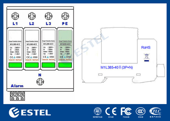 M1L385-40 II Urządzenie przeciwprzepięciowe (SPD) do dystrybucji energii - prąd udarowy 40kA, 230V/400VAC, port zdalnego alarmu, montaż na szynie DIN, IP20, ochrona klasy C