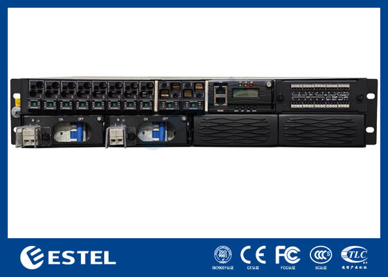 ET48100-P5E22 System dystrybucji prądu stałego zamontowany na regałach dla sieci telekomunikacyjnych z 8 wyjściami zasilaczy 2 wejściami baterii i zintegrowanym monitorowaniem