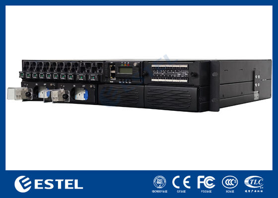 ET48100-P5E22 System dystrybucji prądu stałego zamontowany na regałach dla sieci telekomunikacyjnych z 8 wyjściami zasilaczy 2 wejściami baterii i zintegrowanym monitorowaniem