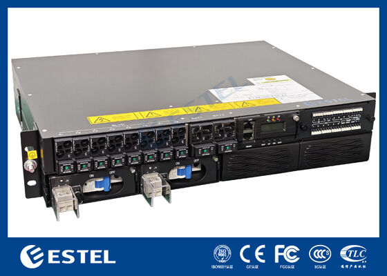 ET48100P5E22 System dystrybucji prądu stałego zamontowany na regałach dla sieci telekomunikacyjnych z 8 wyjściami zasilaczy 2 wejściami baterii i zintegrowanym monitorowaniem