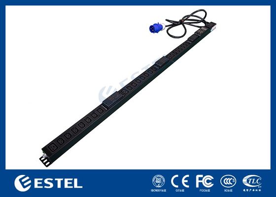 Czarny 200 - 240VAC 32A pionowy PDU z gniazdkami C13 / C19 do dystrybucji energii